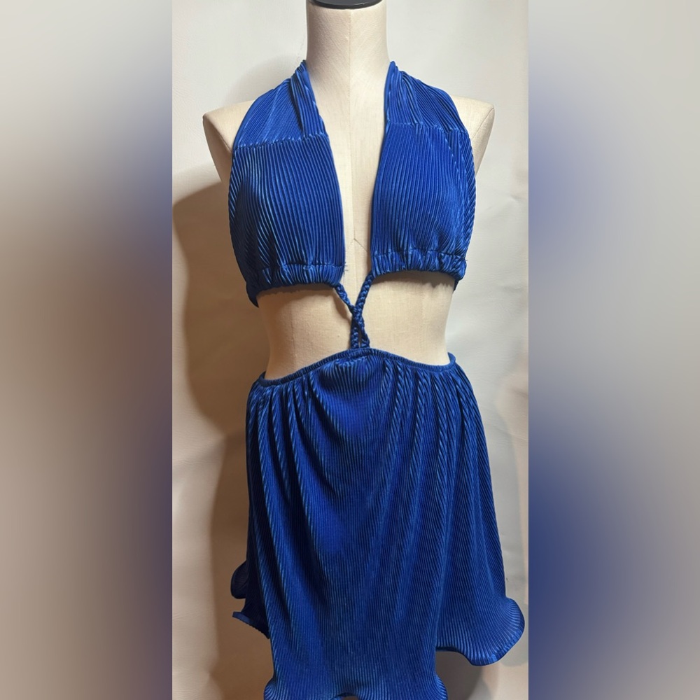 Fashion crop one piece blue midi dress XS - medium fit NWT
